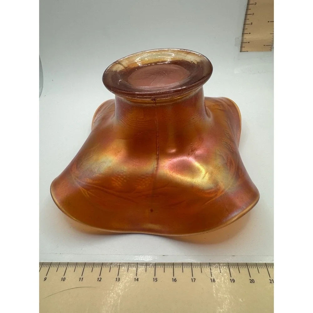 Vintage Orange Carnival Glass Hat Vase - BlackBerry Spray Pattern - Fenton